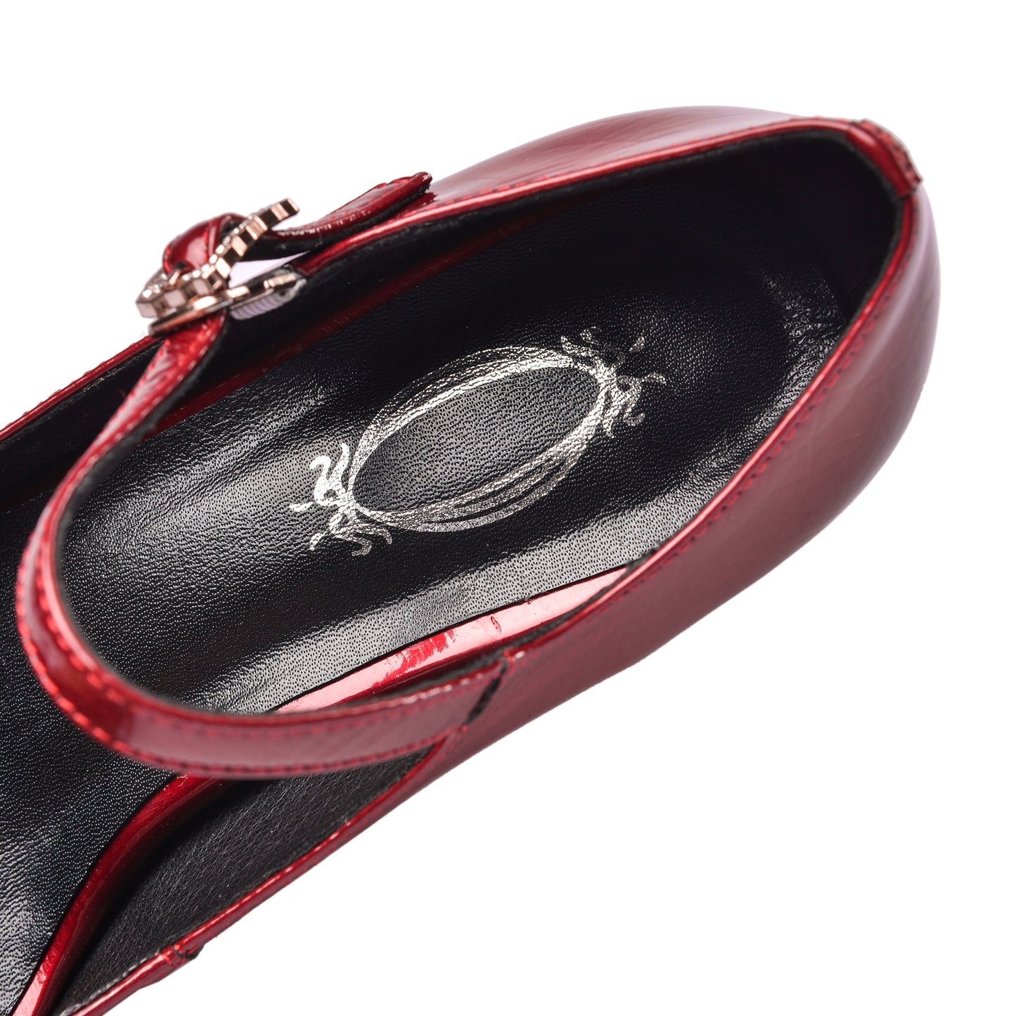 Nine Seven Women's Patent Leather Rouns Toe Handmade Buckle Belt High Chunky Heel Trendy Pumps Shoes