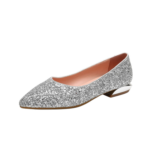 Nine Seven Handmade Women's Glitter Pointed Toe Slip On Flat Weeding Shoes